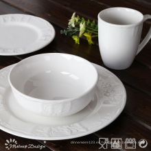 16PCS en relieve cerámica porcelana Cena Set